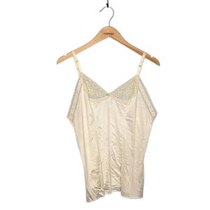 Vintage Jessie Large Beige Lace Inset Camisole Made in USA